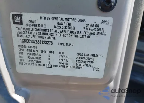 2006 GMC Yukon Slt z USA, uszkodzony, nr VIN 1GKEC13Z56J123278